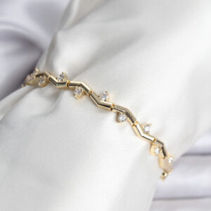 Tegan Zikzak Model Pirinç Gold Renk Bileklik TG27BB8080