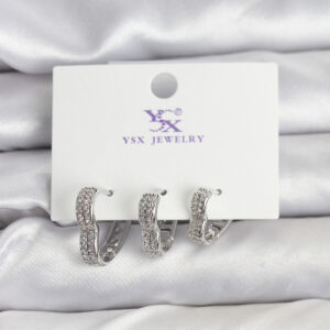 Tegan Gümüş Renk Pirinç Zirkon Taşlı Kalpli Kadın Küpe TG27BKP11345