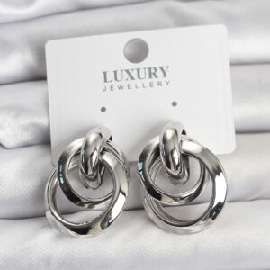 Tegan Gümüş Renk Halka Model Pirinç Kadın Küpe TG27BKP11349