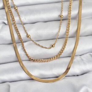 Tegan 316L Çelik Gold Renk 3'lü Kadın Kolye TG27BKO10630