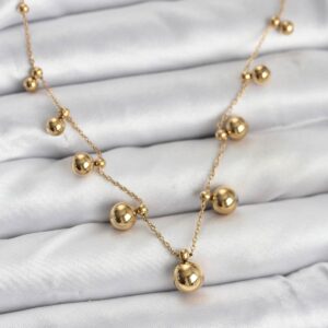 Tegan 316L Çelik Zincir Gold Renk Topçuklu Kolye TG27BKO10632