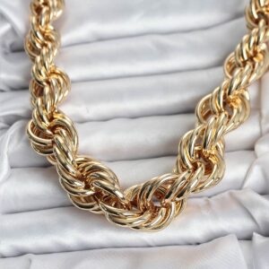 Tegan Pirinç Gold Renk Sarmal Halat Model Kadın Kolye TG27BKO10634