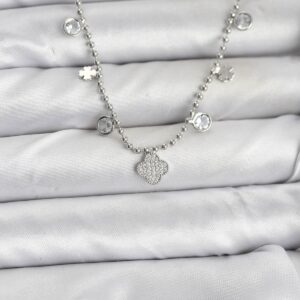 Tegan Pirinç Gümüş Renk Yonca Model Kadın Kolye TG27BKO10651