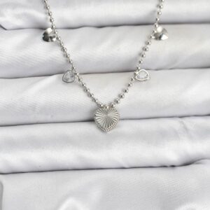 Tegan Pirinç Gümüş Renk Kalp Model Kadın Kolye TG27BKO10653