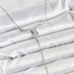 Tegan 316L Çelik Zincir Gümüş Renk Yılan Model Y Kolye TG27BKO10663