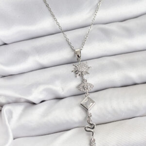 Tegan 316L Çelik Zincir Gümüş Renk Güneş ve Enerji Model Kadın Y Kolye TG27BKO10669