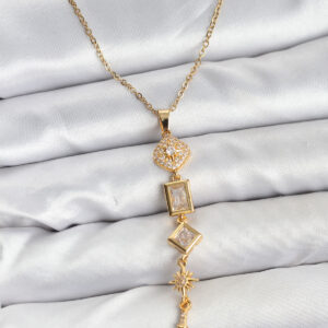 Tegan 316L Çelik Zincir Gold Renk Kutup Yıldızı Enerji Model Kadın Y Kolye TG27BKO10672