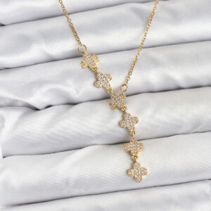 Tegan 316L Çelik Zincir Gold Renk Yonca Model Kadın Kolye TG27BKO10674