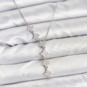 Tegan 316L Çelik Zincir Gümüş Renk Yonca Model Kadın Kolye TG27BKO10675