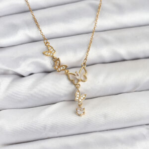 Tegan 316L Çelik Zincir Gold Renk Kelebek Model Kadın Kolye TG27BKO10676
