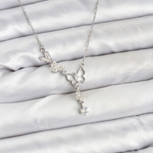 Tegan 316L Çelik Zincir Gümüş Renk Kelebek Model Kadın Kolye TG27BKO10677