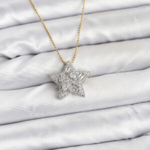 Tegan 316L Çelik Zincir Gold Renk Zincirli Gümüş Yıldız Model Kadın Kolye TG27BKO10680