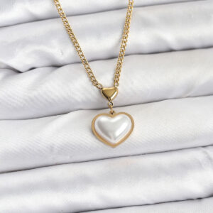 Tegan 316L Çelik Zincir Gold Renk Bombeli Kalp Model Kadın Kolye TG27BKO10685