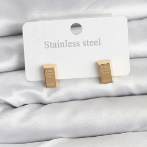 Tegan 316L Çelik Gold Renk Külçe Altın Model Kadın Küpe TG27BKP11353