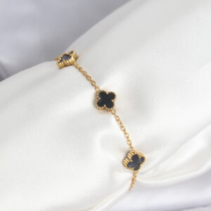 Tegan 316L Çelik Gold Renk Siyah Baby Boy Yonca Bileklik TG27BB8083