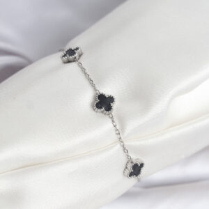 Tegan 316L Çelik Gümüş Renk Siyah Baby Boy Yonca Bileklik TG27BB8084