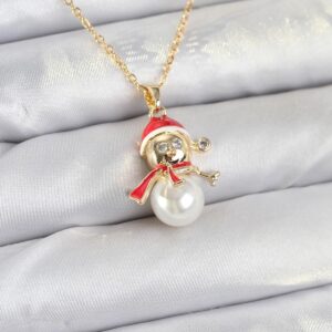 Tegan 316L Çelik Zincir Gold Renk Kardan Adam Model Yılbaşı Temalı Kadın Kolye TG27BKO10702