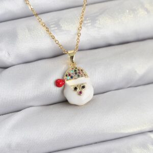 Tegan 316L Çelik Zincir Gold Renk Şapkalı Kardan Adam Kafası Model Yılbaşı Temalı Kadın Kolye TG27BKO10703