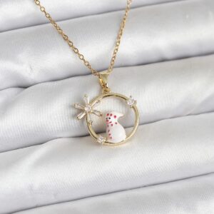 Tegan 316L Çelik Zincir Gold Zirkon Taşlı Yılbaşı Temalı Kadın Kolye TG27BKO10704