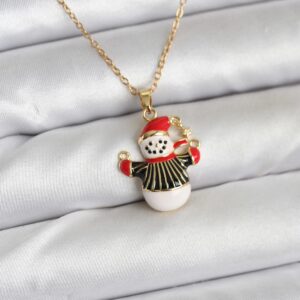 Tegan 316L Çelik Zincir Gold Renk Kardan Adam Figürlü Yılbaşı Temalı Kadın Kolye TG27BKO10712