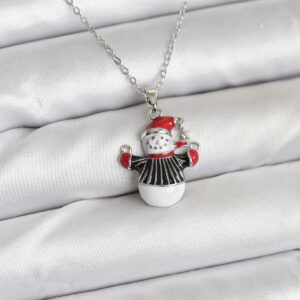 Tegan 316L Çelik Zincir Gümüş Renk Kardan Adam Figürlü Yılbaşı Temalı Kadın Kolye TG27BKO10713