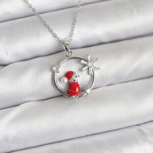 Tegan 316L Çelik Zincir Gümüş Zirkon Taşlı Yılbaşı Tema Kadın Kolye TG27BKO10719