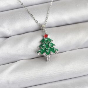 Tegan 316L Çelik Zincir Gümüş Renk Çam Ağacı Model Yılbaşı Temalı Kadın Kolye TG27BKO10721