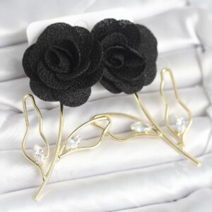 Tegan Pirinç Gold Renk Siyah Gül Model Kadın Küpe TG27BKP11369