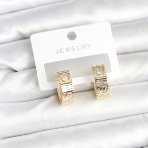 Tegan Pirinç Gold Renk Zirkon Taşlı Halka Kadın Küpe TG27BKP11380