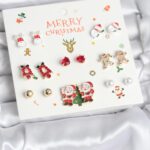 Tegan Yılbaşı Temalı Karışık Model 8 Çift Yılbaşı Temalı Kadın Küpe Seti TG27BKP11399