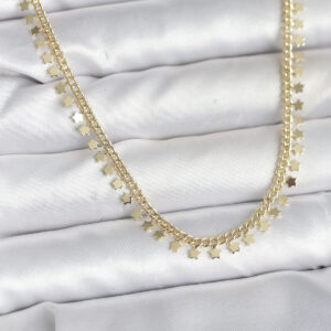 Tegan Pirinç Gold Renk Sıralı Yıldız Kadın Kolye TG27BKO10724