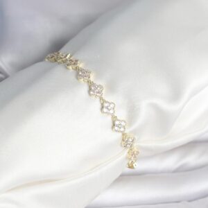 Tegan Zirkon Taşlı Pirinç Yonca Model Bileklik TG27BB8086