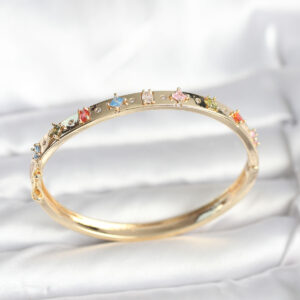 Tegan Pirinç Gold Renk Zirkon Taşlı Kelepçe Bileklik TG27BB8087