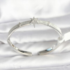 Tegan Pirinç Gümüş Renk Kutup Yıldızı Model Kadın Kelepçe Bileklik TG27BB8092