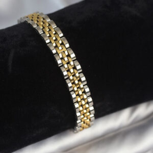 Tegan 316L Çelik 9 mm Kalınlıkta Gold ve Gümüş Renkli Erkek Bileklik TG27EB3772