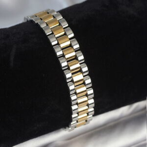 Tegan 316L Çelik Gold ve Gümüş Renk 12 mm Kalınlık Erkek Bileklik TG27EB3775