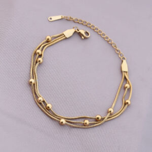 Tegan 316L Kararmaz Çelik Gold Renk Top Zincirli Kadın Bileklik TG27BB4171