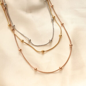 Tegan 316L Çelik Karışık Renkli Topçuk Tasarımlı Çoklu Kolye TG27BKO6242