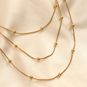 Tegan Çelik Altın Renkli Topçuk Tasarımlı Çoklu Kolye TG27BKO6243