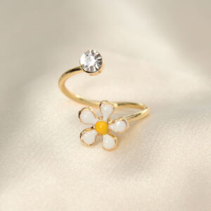 Tegan Papatya Tasarımlı Zirkon Taşlı Ayarlanabilir Yüzük TG27BYK2231