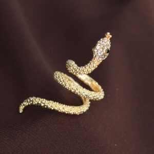 Tegan Ayarlanabilir Gold Renk Zirkon Taşlı Yılan Yüzük TG27BYK2237