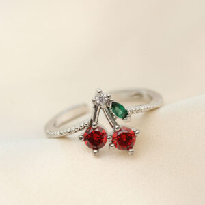 Tegan Ayarlamalı Gümüş Renk Kristal Taşlı Kiraz Yüzük TG27BYK2269