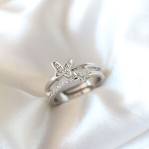 Tegan Zirkon Taşlı Gümüş Kaplama Kelebekli Kadın Yüzük TG27BYK2320