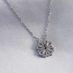 Tegan 316L Çelik Gümüş Renk Açılır Yonca Model Kadın Kolye TG27BKO7291