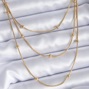 Tegan 316L Çelik Gold Renk 3'lü Minimal Toplu Kadın Kolye TG27BKO7700