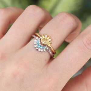 Tegan Pirinç Zirkon Taşlı 2li Ayarlanabilir Arkadaş Yüzüğü TG27BYK3160