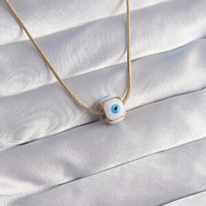 Tegan 316L Çelik Gold Renk Mineli Nazar Model Kolye TG27BKO8757