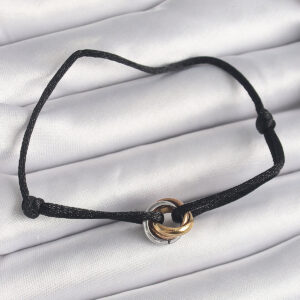 Tegan Siyah Renk İpli Asansörlü Mix Renk Çelik Halka Model Kadın Bileklik TG27BB6583