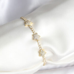 Tegan Yıldız Model Zirkon Taşlı Gold Renk Pirinç Su Yolu Kadın Bileklik TG27BB8096