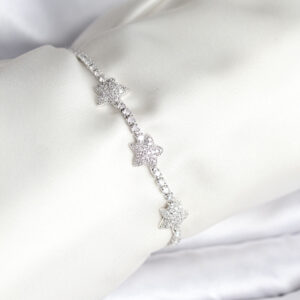 Tegan Yıldız Model Zirkon Taşlı Gümüş Renk Pirinç Su Yolu Kadın Bileklik TG27BB8097